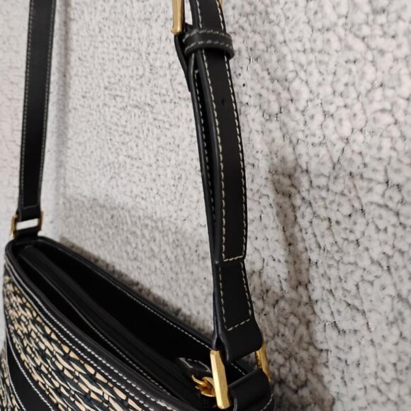 Etienne Aigner Handbag Jute Straw Woven with Black Accents - Picture 7 of 12